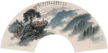 杨石朗 飞云览胜 扇面